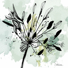 Fleur délicate sur fond aquarelle verte